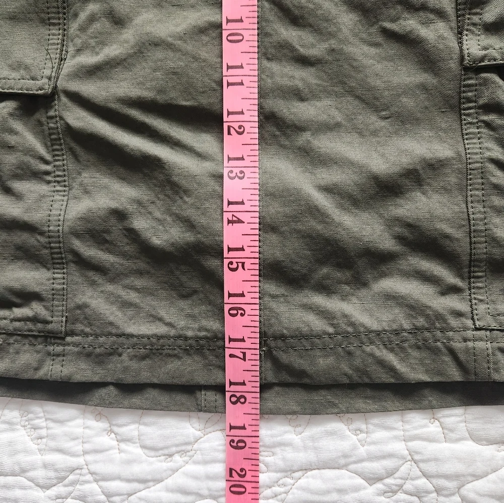 A.L.C. Kai Belted Cargo Mini Skirt Size 8 Army Olive Green Linen Cotton Revolve - Picture 10 of 11